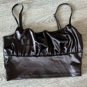 Divided dark brown cropped top